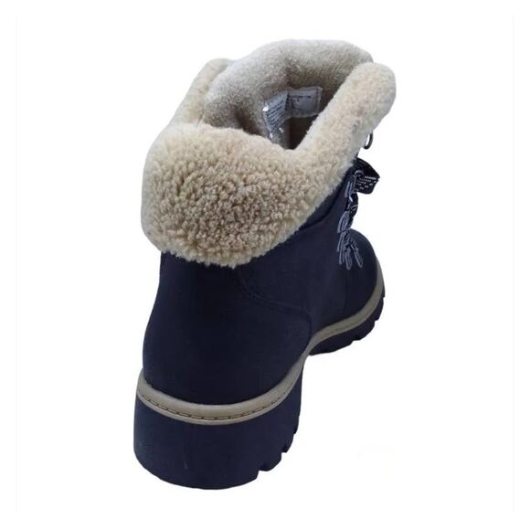 Lug Bottom Boots Sherpa Trim 7 Hikers Black Tan Memory Foam - Picture 7 of 7